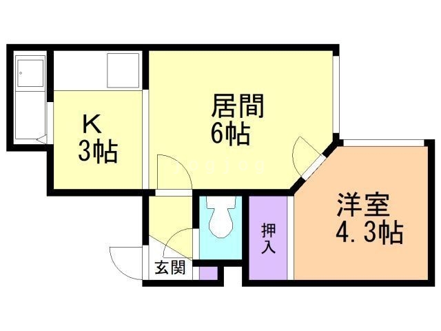 札幌市白石区中央二条のアパートの間取り