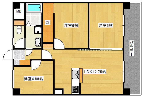 広島市南区西旭町のマンションの間取り