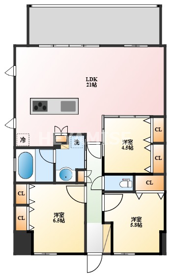 長崎市旭町のマンションの間取り