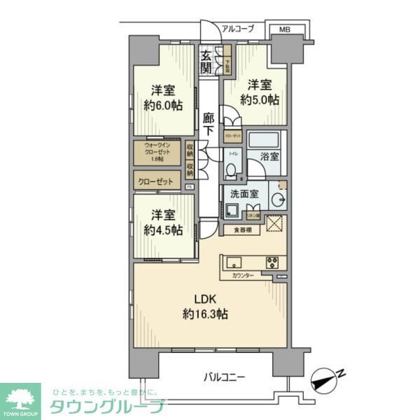 さいたま市岩槻区美園東のマンションの間取り