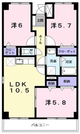 近江八幡市西本郷町東のマンションの間取り