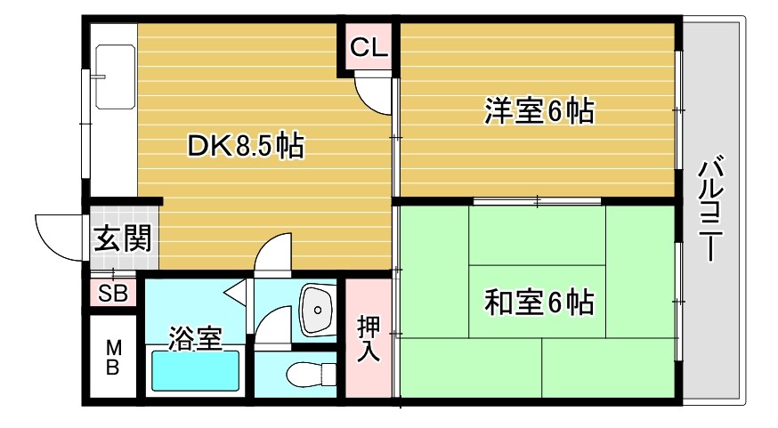 大阪市都島区高倉町のマンションの間取り