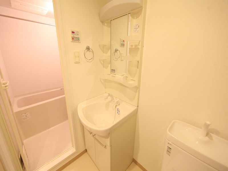 洗面設備　脱衣所　独立洗面台（シャンプードレッサー付）収納スペース有