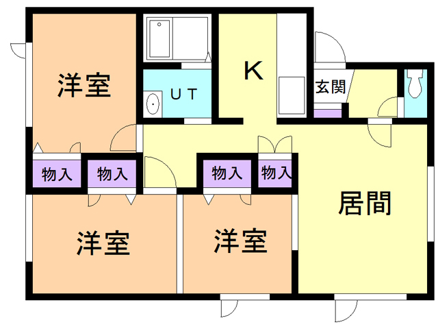 苫小牧市柏木町のアパートの間取り