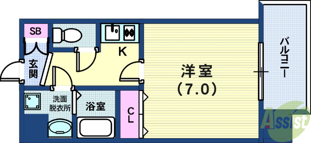 プレサンス三宮花時計前の間取り