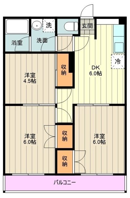 福生市武蔵野台のマンションの間取り