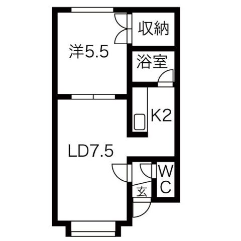 【札幌市北区拓北六条のアパートの間取り】