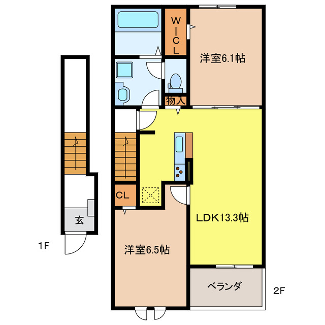 岐阜市柳津町北塚のアパートの間取り