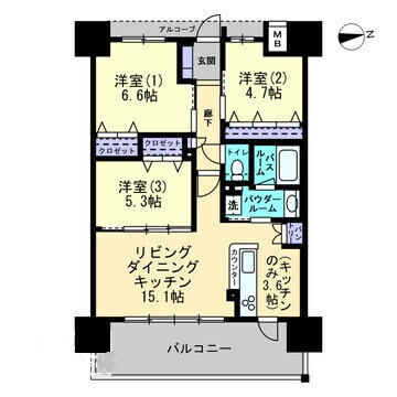 アルファステイツ老松小南の間取り