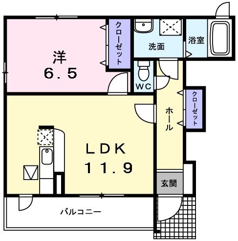 仙台市青葉区郷六のアパートの間取り