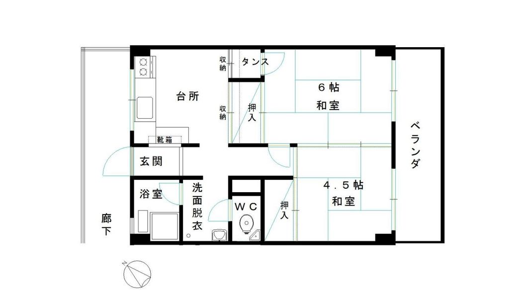 川越市東田町のアパートの間取り