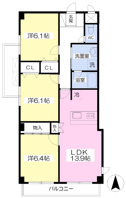 【松山市松末のマンションの間取り】