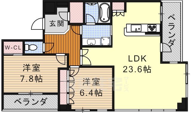 名古屋市熱田区六野のマンションの間取り