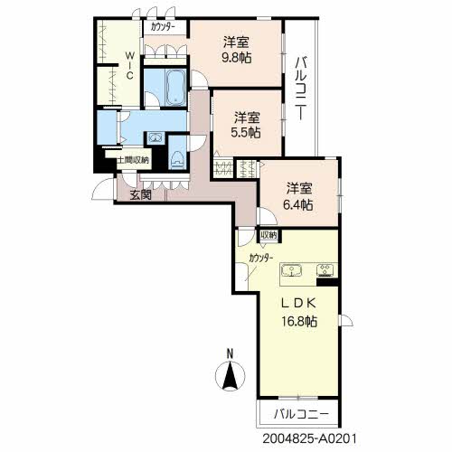 北九州市小倉北区高峰町のマンションの間取り