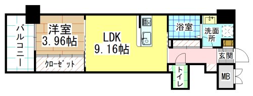 北九州市門司区高田のマンションの間取り