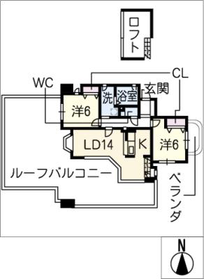 アスウェル勝川　１１０１号室の間取り