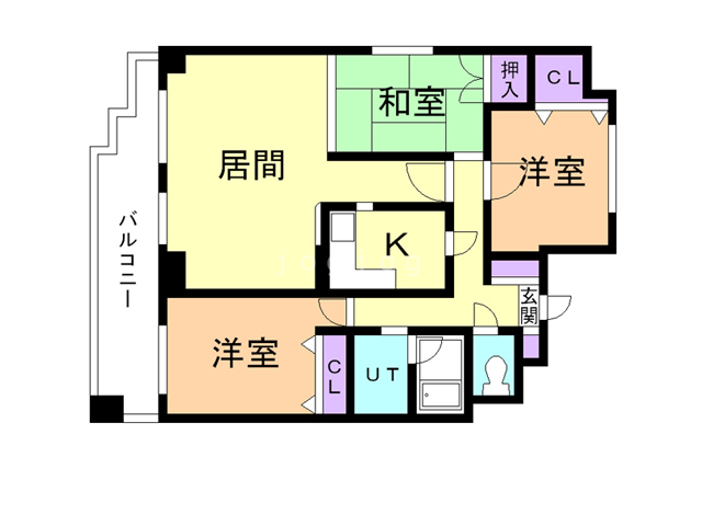 札幌市中央区南十九条西のマンションの間取り