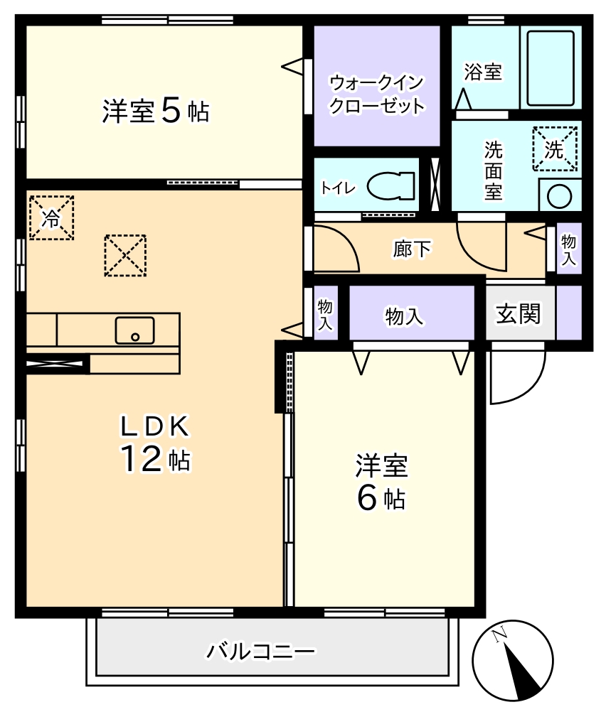 甲斐市西八幡のアパートの間取り