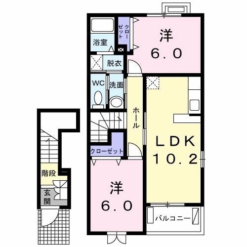 八王子市四谷町のアパートの間取り