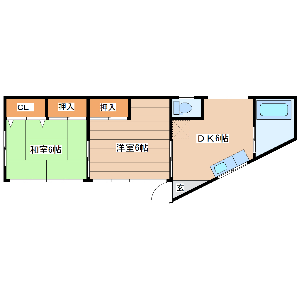 仙台市宮城野区原町のマンションの間取り