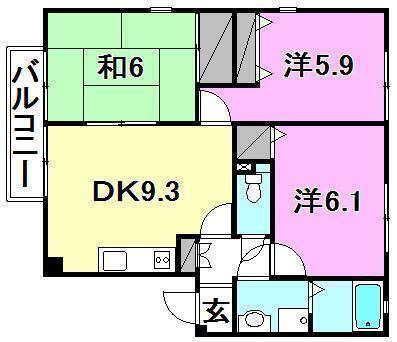 松山市南斎院町のアパートの間取り