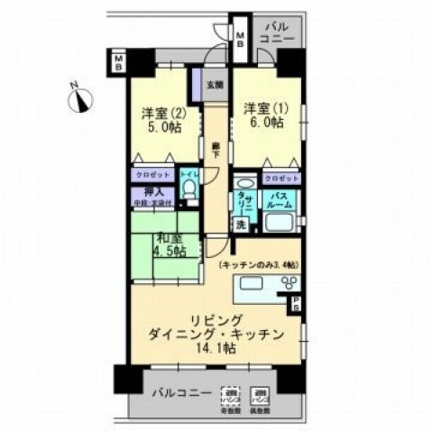 アルファライフ岡大医学部前の間取り