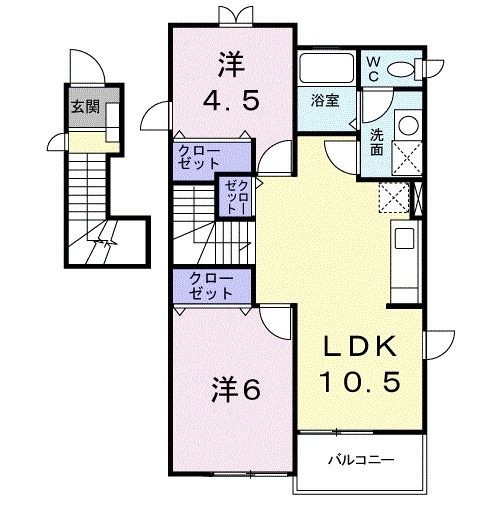 周南市大字下上のアパートの間取り