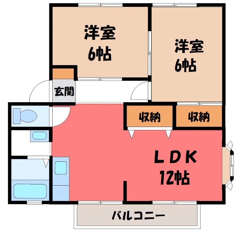 【下野市小金井のアパートの間取り】