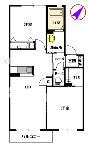 熊本市東区桜木のアパートの間取り