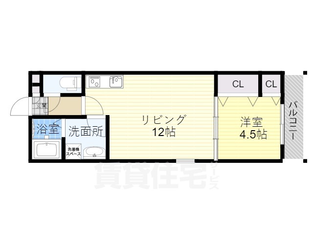 伊丹市緑ケ丘のアパートの間取り