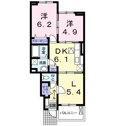 四国中央市川之江町のアパートの間取り