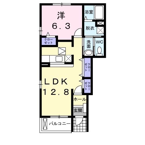 宇部市大字沖宇部のアパートの間取り