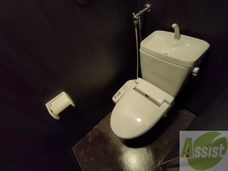 トイレ　トイレです。タオル掛けもついて便利ですね