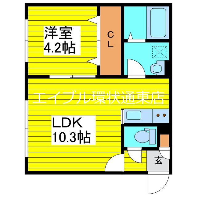 地下鉄東豊線 東区役所前駅 徒歩8分 5階建 築4年の間取り写真
