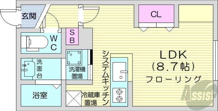 地下鉄南北線 北１８条駅 徒歩3分 4階建 築1年の間取り写真