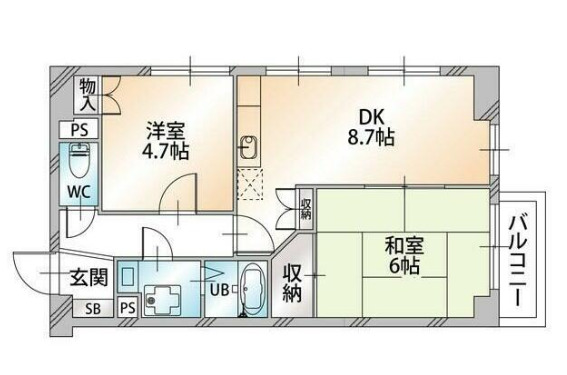 ブルーライン 港南中央駅 徒歩10分 5階建 築39年の間取り写真