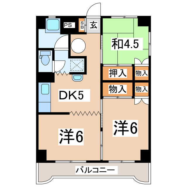 郡山市神明町のマンションの間取り