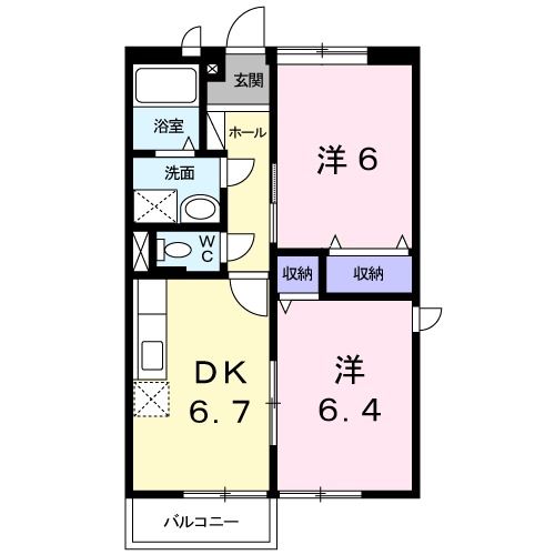 【岡山市中区海吉のアパートの間取り】