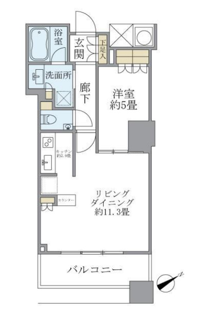 新宿区西新宿のマンションの間取り