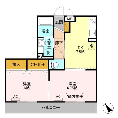 前橋市天川大島町のアパートの間取り