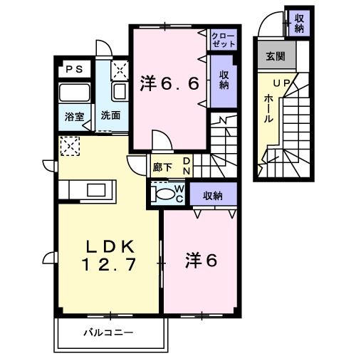 越前市北府のアパートの間取り