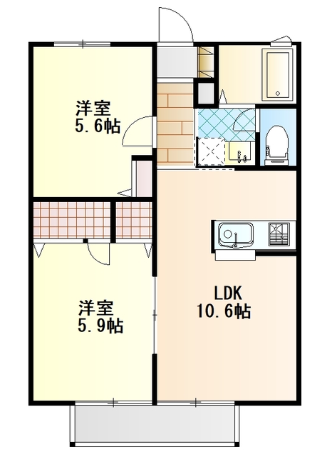 米沢市御廟のアパートの間取り