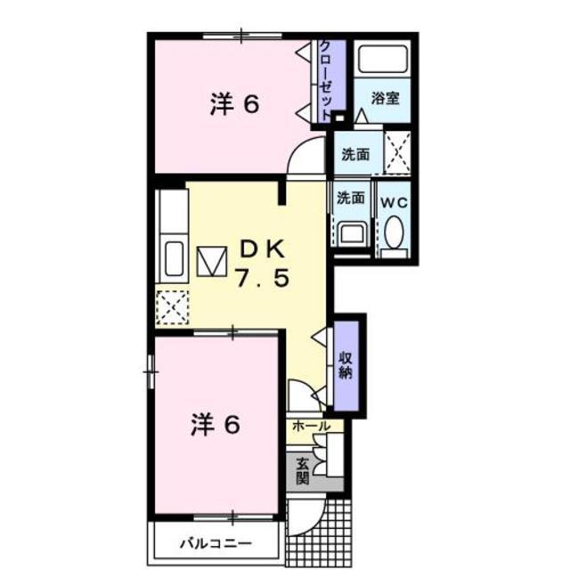 菊池郡菊陽町花立のアパートの間取り