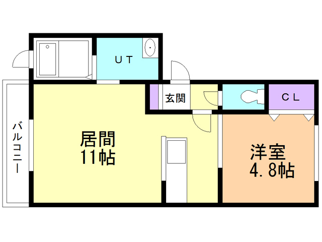 函館市宝来町のアパートの間取り