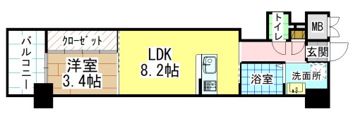 北九州市門司区高田のマンションの間取り