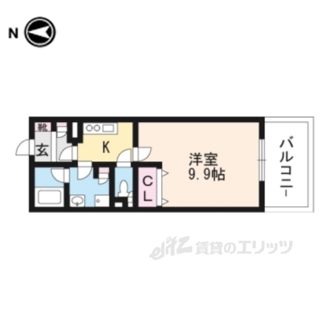 京都市山科区東野片下リ町のマンションの間取り