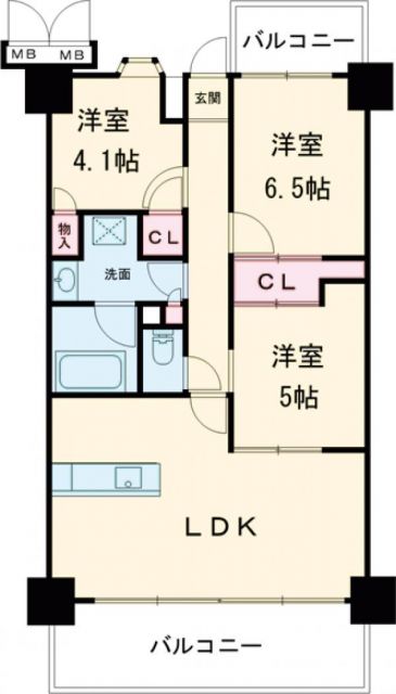 東急ドエル大和八木アネックスC棟の間取り