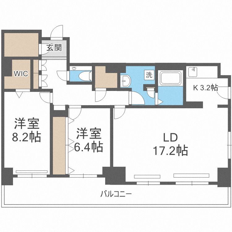 札幌市中央区南八条西のマンションの間取り