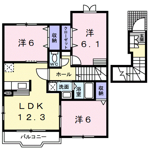 【和歌山市津秦のアパートの間取り】