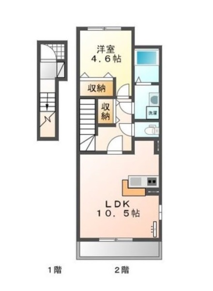 岡山市中区兼基のアパートの間取り